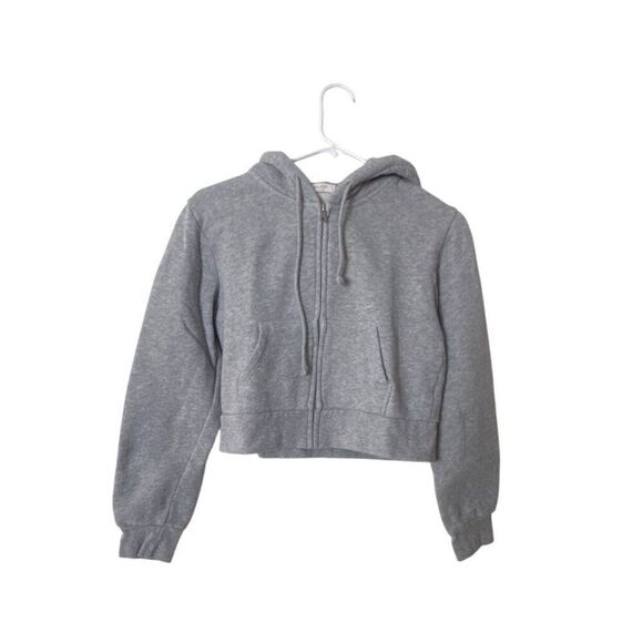 John Galt Gray Cropped Hoodie Jacket Womens - Picture 6 of 6